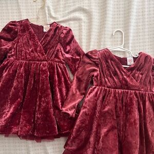 Velour Elegant Burgundy Dresses for little girls 18month & 2T